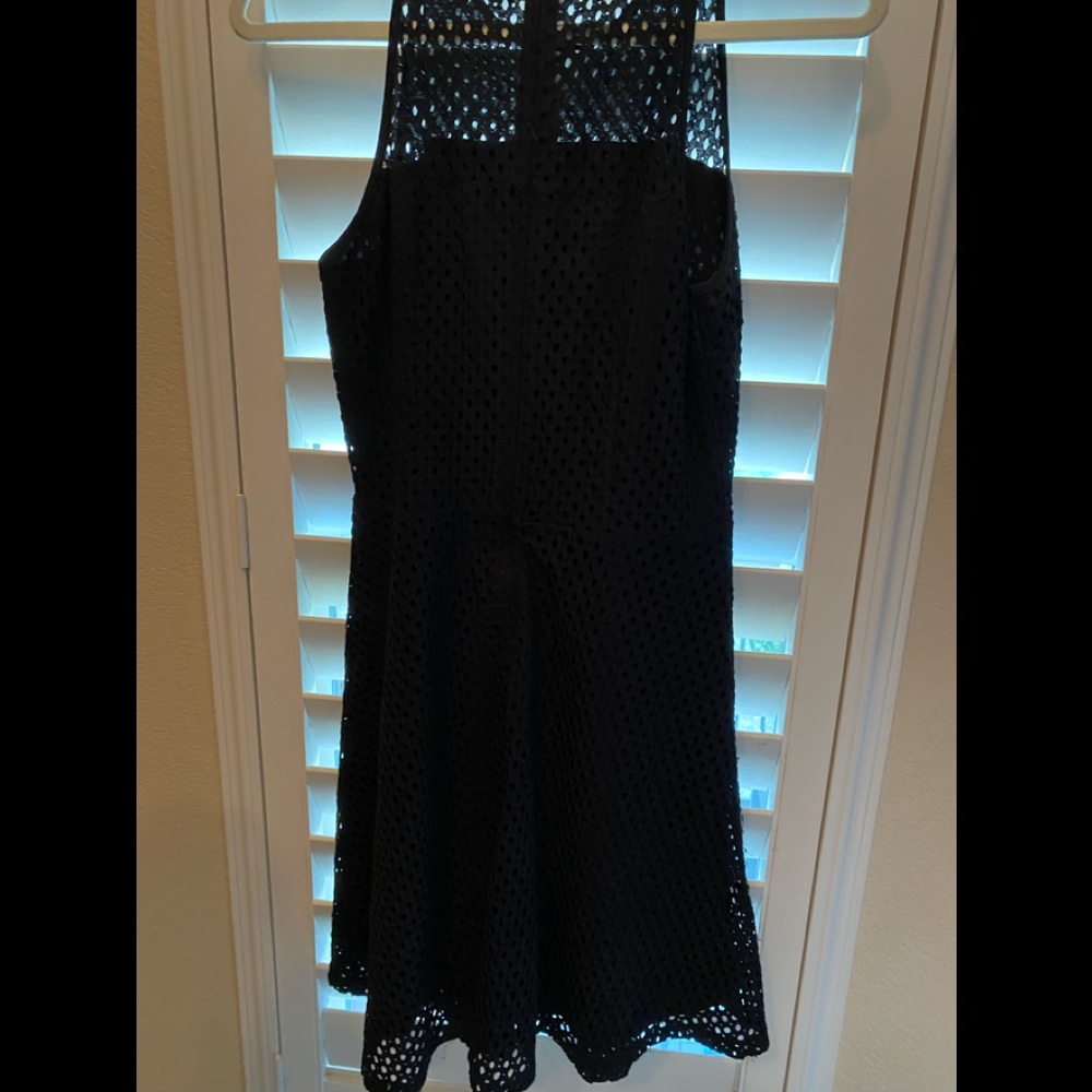 Little black dress with mesh overlay